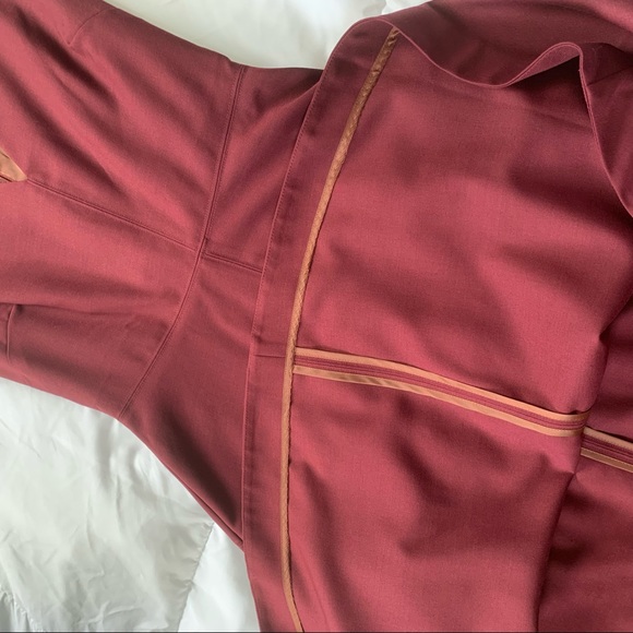 KATE SPADE SATURDAY Mahogany Red Deep V Neck A Line Dress - Picture 10 of 12